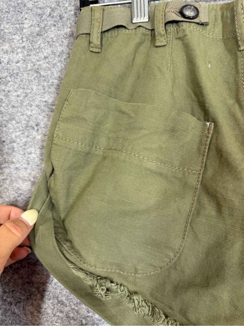 One Teaspoon Olive Green Distressed Denim Shorts Size 25 Boho Festival Cutoff - Picture 11 of 14